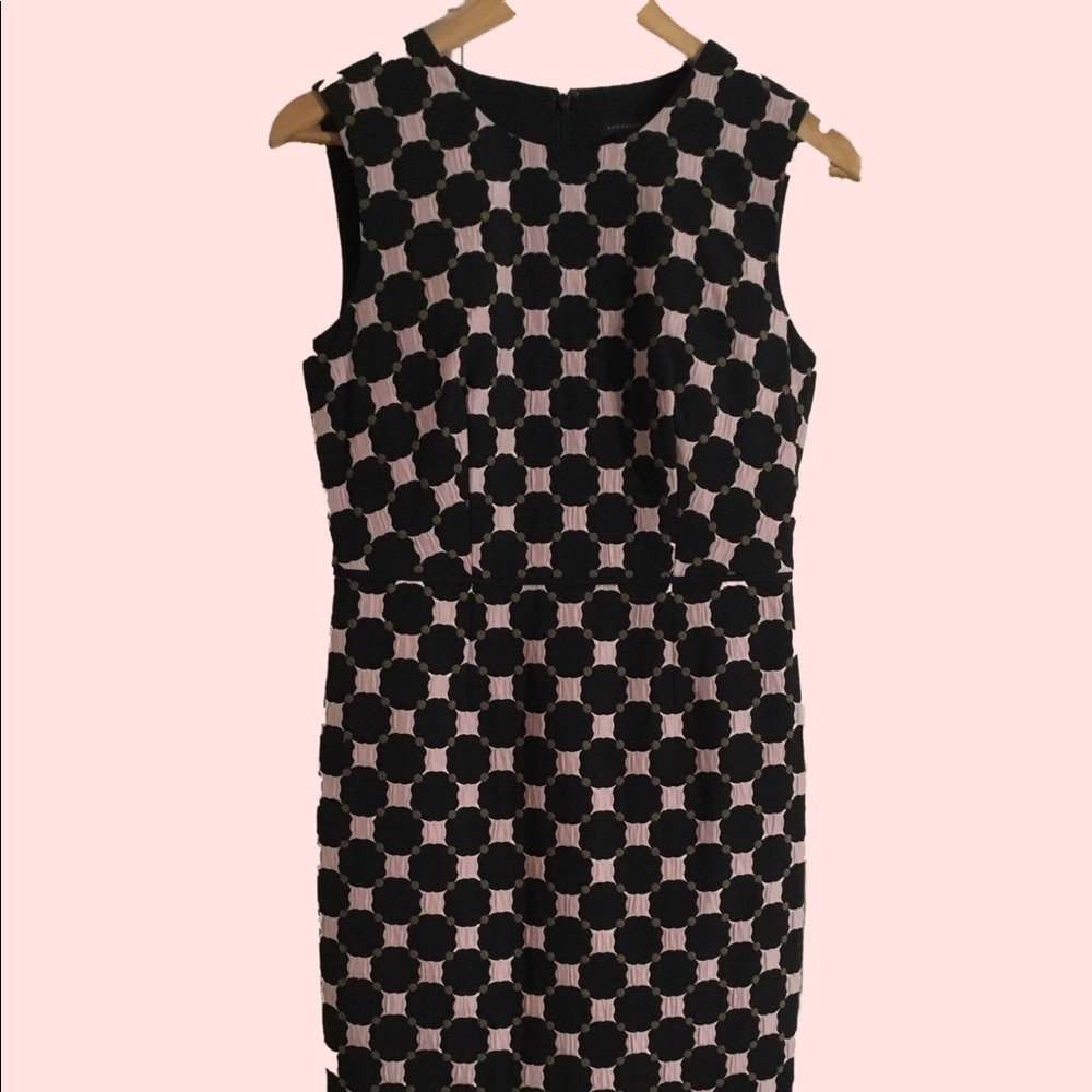 Ann Taylor Black and Pink Quilting Sheath Dress